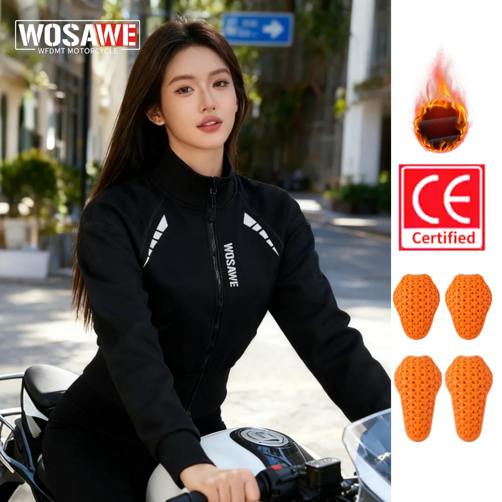 

WOSAWE CE Level 2 Women Motorcycle Jacket Winter Sexy Keep Warm Reflective Motorbike Streetwear Moto Biker Cropped Coat Outwear