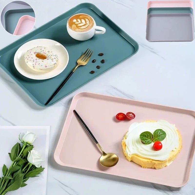

Home Fruit Dessert Tray Multi-Function Rectangular Plastic Serving Tray Food Small Object Living Room Organizer Kitchenware 쟁반