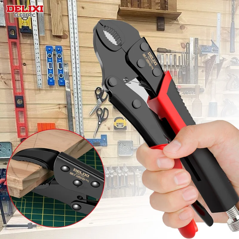 DELIXI ELECTRIC Locking Pliers,Clamp Pliers Adjustable Position for Clamping Parts of Different Thicknesses,With Rubber Sleeve