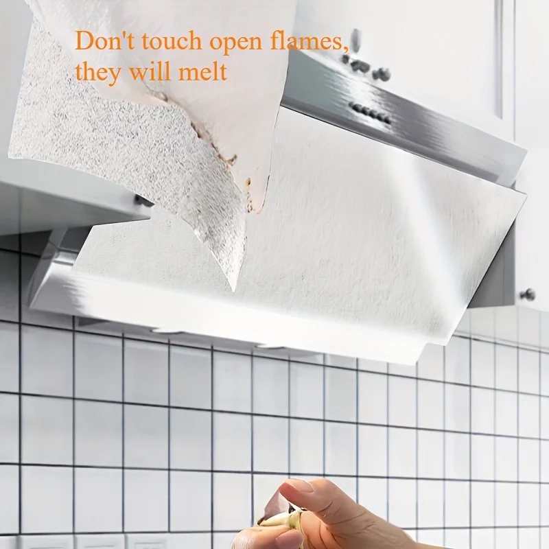 7pcs High-temperature resistant kitchen exhaust hood filter sticker - One-time oil-absorbing paper, with side suction design