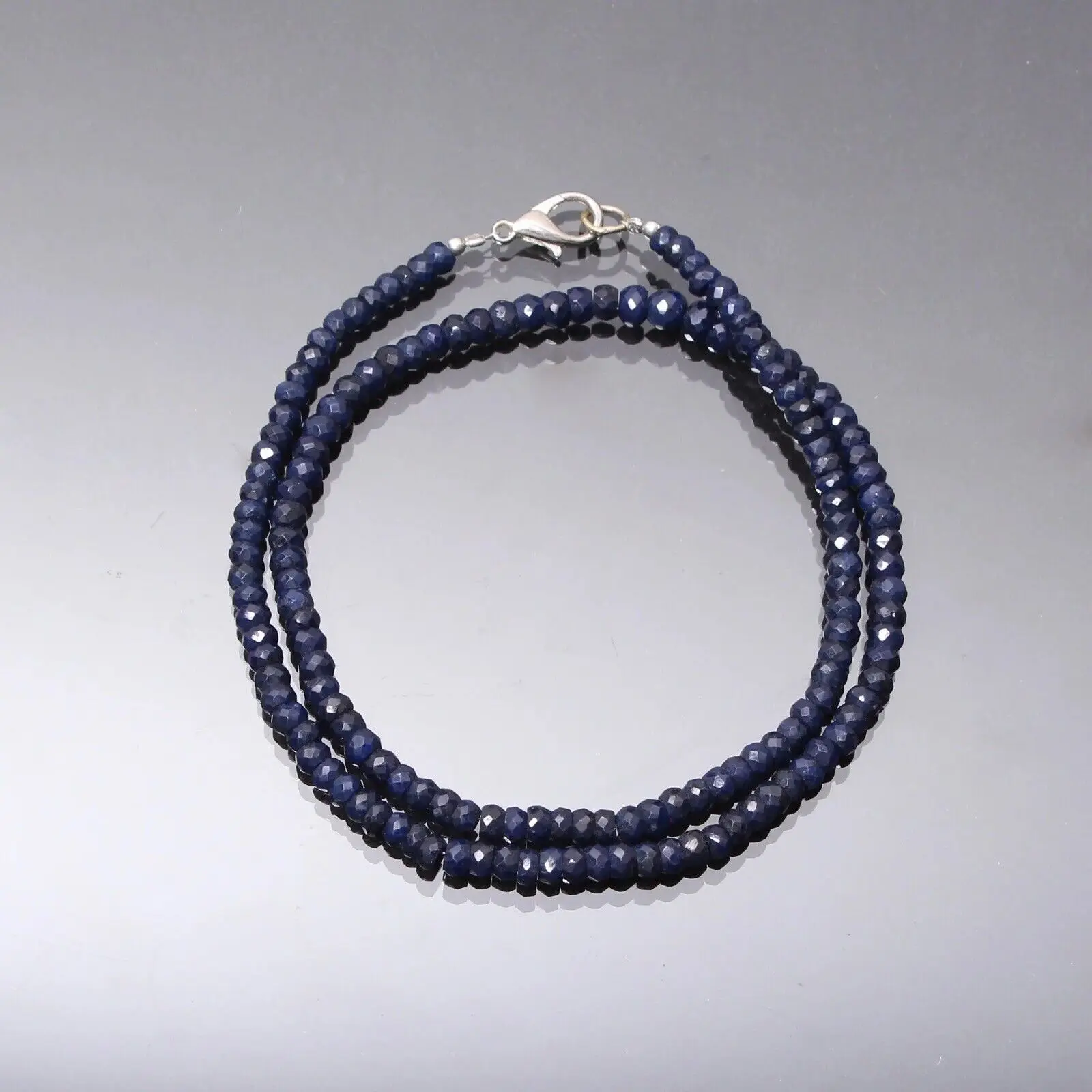 

Natural Blue Sapphire round Faceted Beads Necklace,2*4mm,20 Inches, AAA Quality