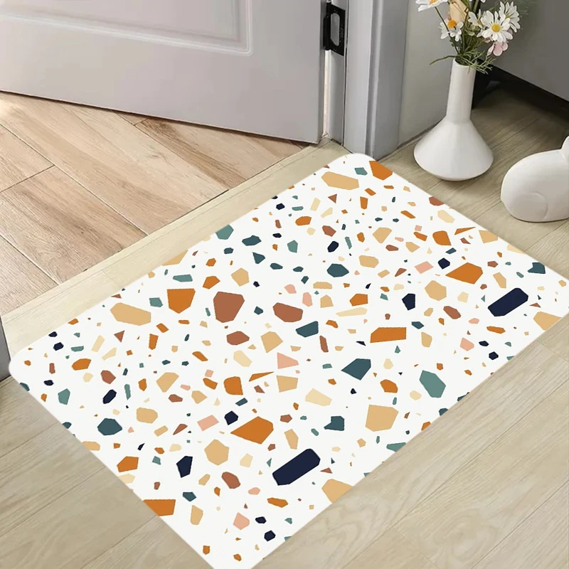 Modern Terrazzo Pattern Carpet Mat Rug Home Decoration Entrance Doormat Floor Rug Washable Mat for Living Room Bedroom Decor