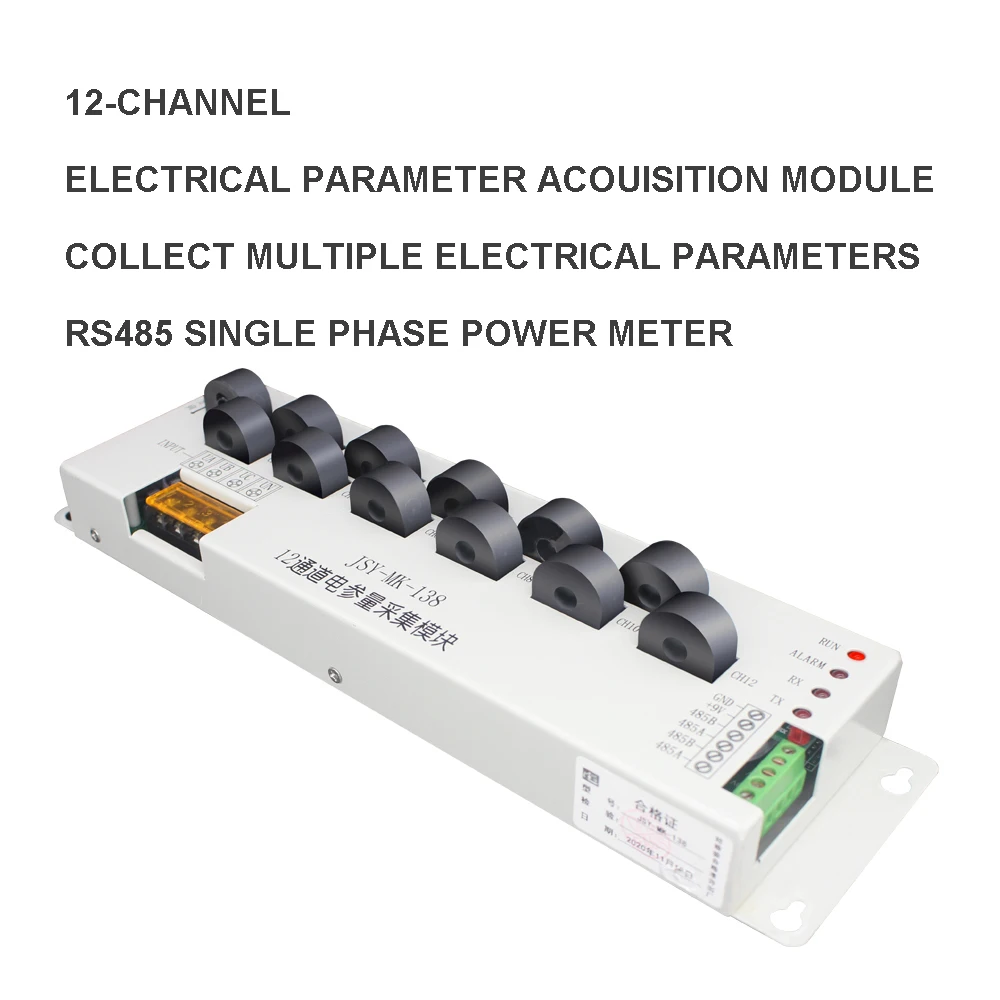 JSY-MK-138 12-kanałowy parametr elektryczny moduł akwizycji danych 50A z zamkniętym transformatorem prądowym 7.5mm