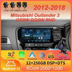 9 Inch Android 15 For Mitsubishi Outlander 3 GF0W GG0W RHD 2012 - 2018 Car Radio Autoradio Navigation GPS ADAS SWC Multimedia 4G