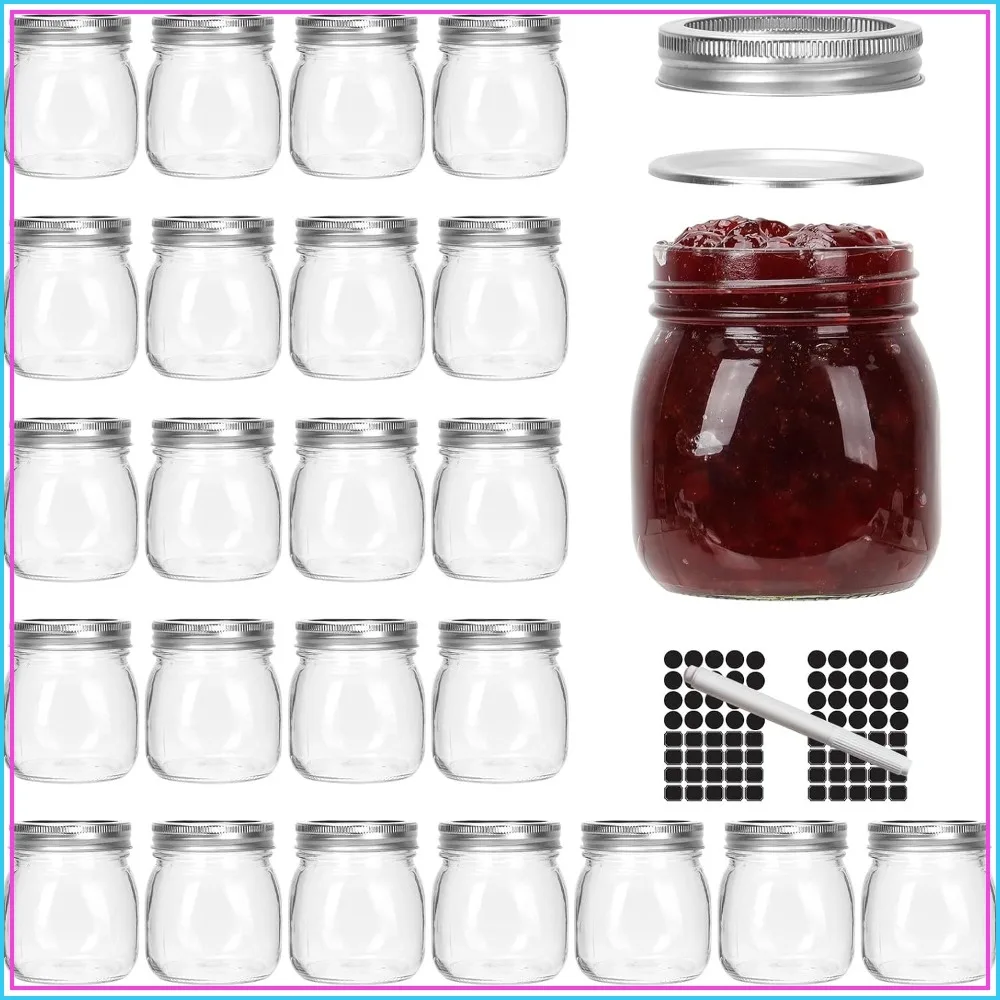 24-Pack 10 oz Mason Jars with Leak-Proof Lids, Reusable Glass Canning Jars for Food Storage, Party Favors