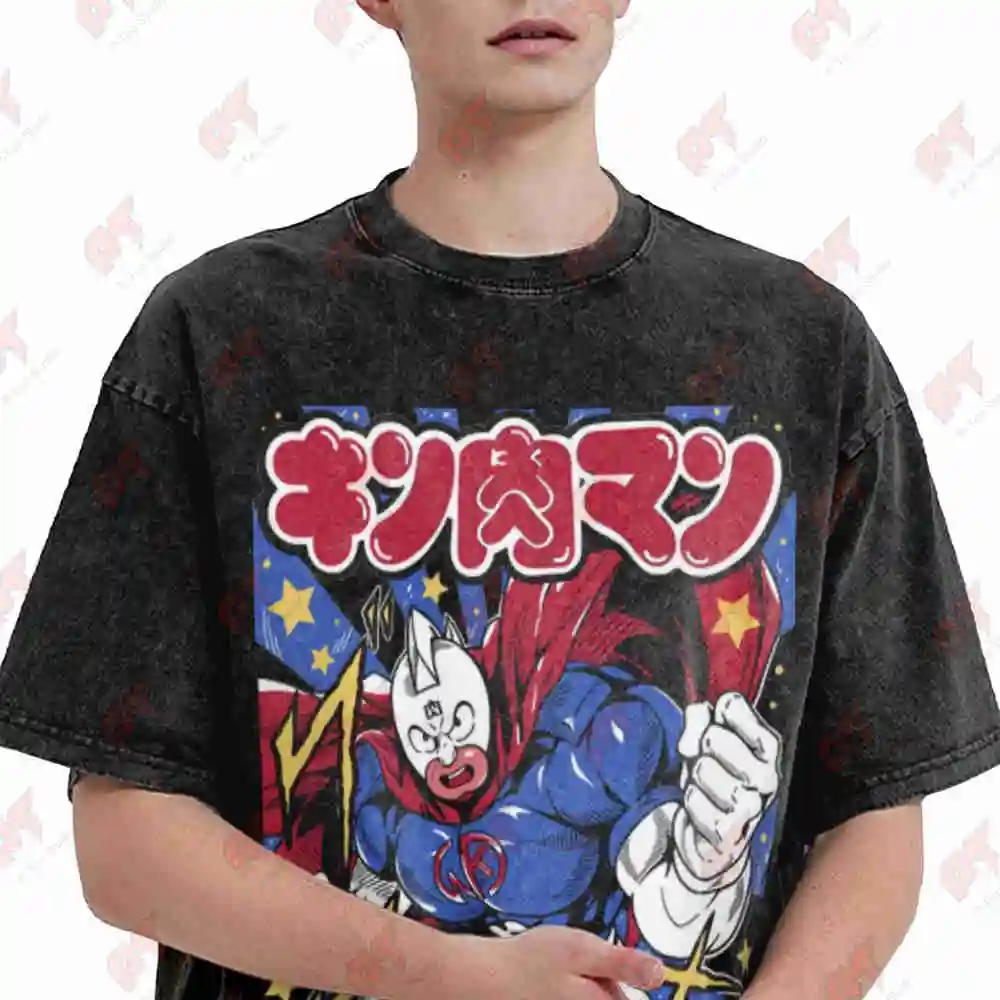 Kinnikuman Muscleman Anime Manga Vintage Washed Tee Pure Cotton T-Shirt