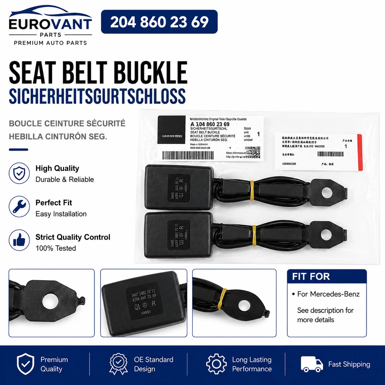 A2048602369 High Quality Seat Belt Buckle For Mercedes Benz W204 C GLK OEM A2048602469 2048602369 2048602469