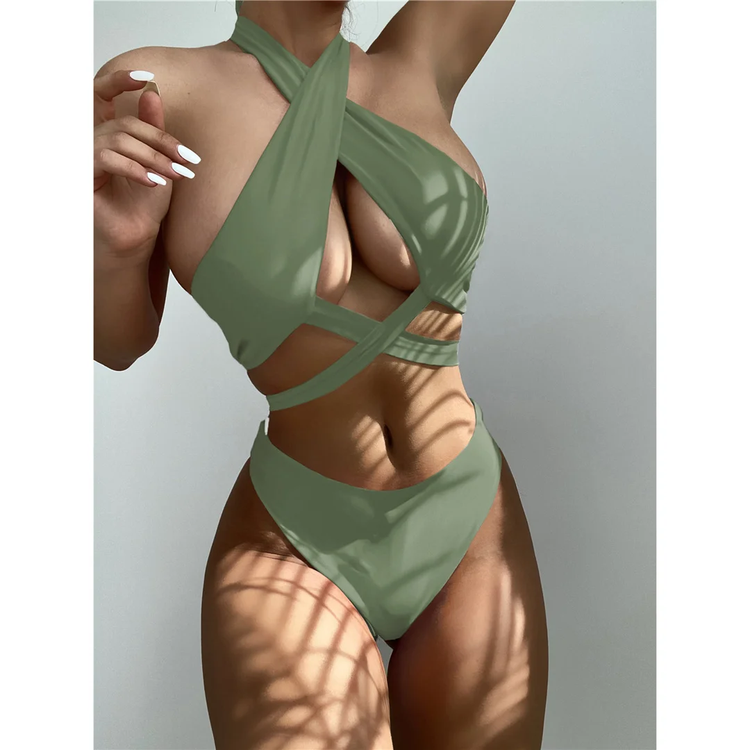 Neue 5-Farben-Bikini-Sets für Damen, zweiteiliger Badeanzug, weiß, mit Ausschnitten, brasilianischer Badeanzug, Badebekleidung, Modell V3366B – Detail 27