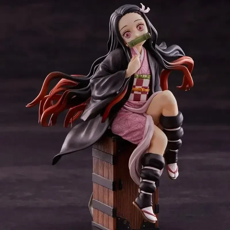 17cm Anime Action Figure Demon Slayer Blade Kamado Nezuko Backpack Manga Statue Kimetsu No Yaiba  Collectible Model Doll Toys