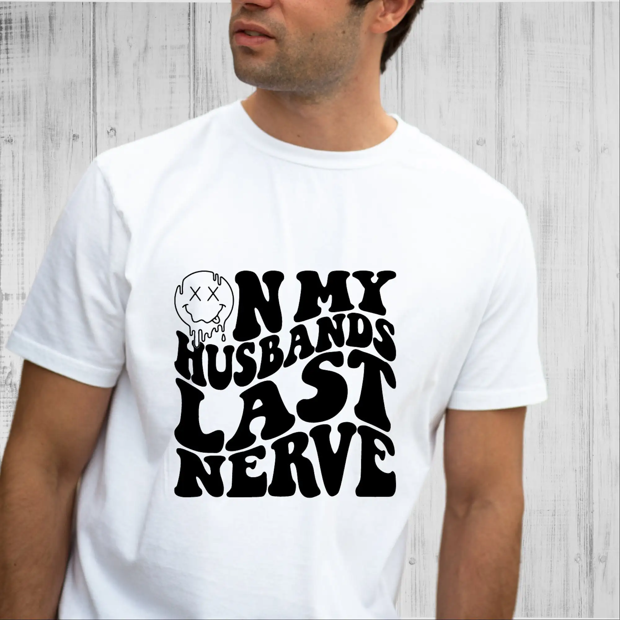 On My Husband's Last Nerve T Shirt Color Wife Oversized Funny Beach Lake