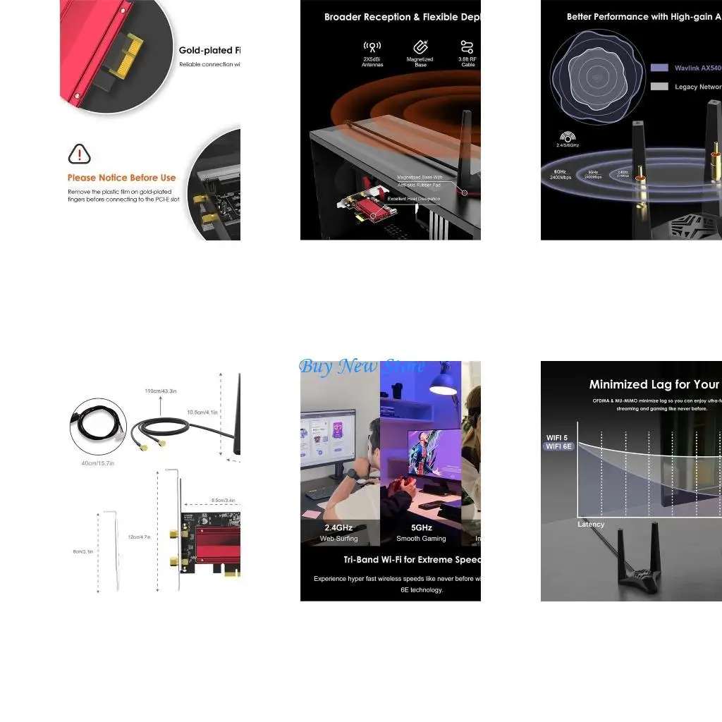 

20CE Advances 5400Mbps PCIe WiFi Adapters Tri-bands Wifi PCIE Adapter 2.4GHz/5GHz