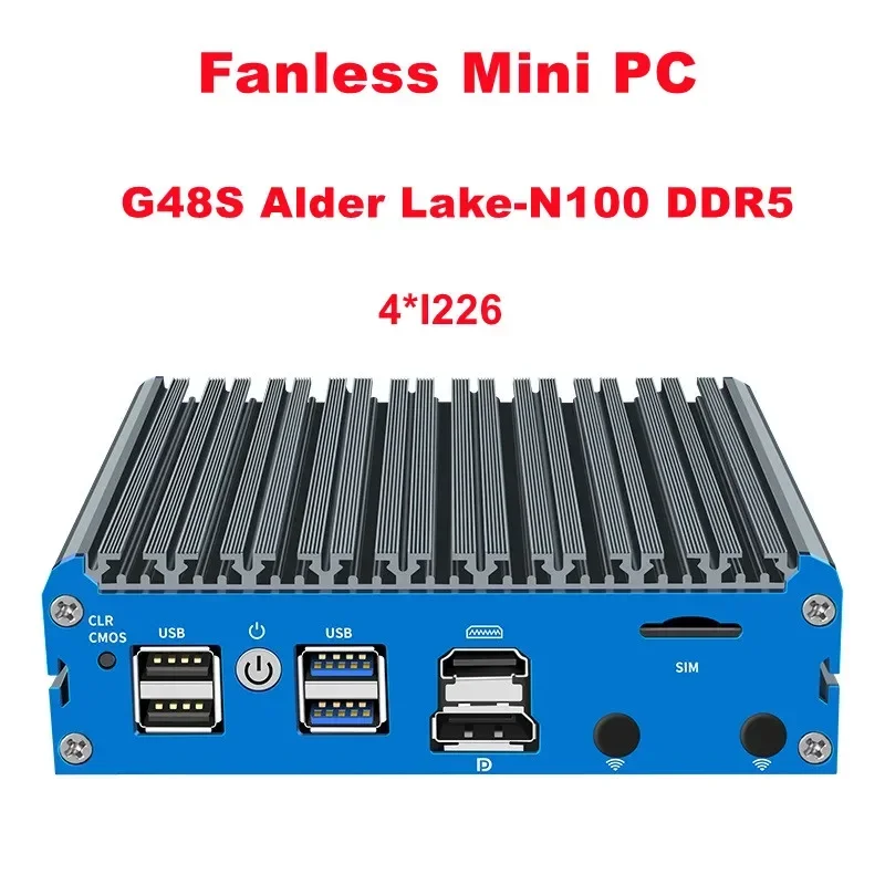 SZBOX G48S I226*4 2.5G Fanless MINI Host Alder Lake N100 PfSense Firewall Soft Router Windows 11 DDR5 262PIN NVME SSD OPNsense