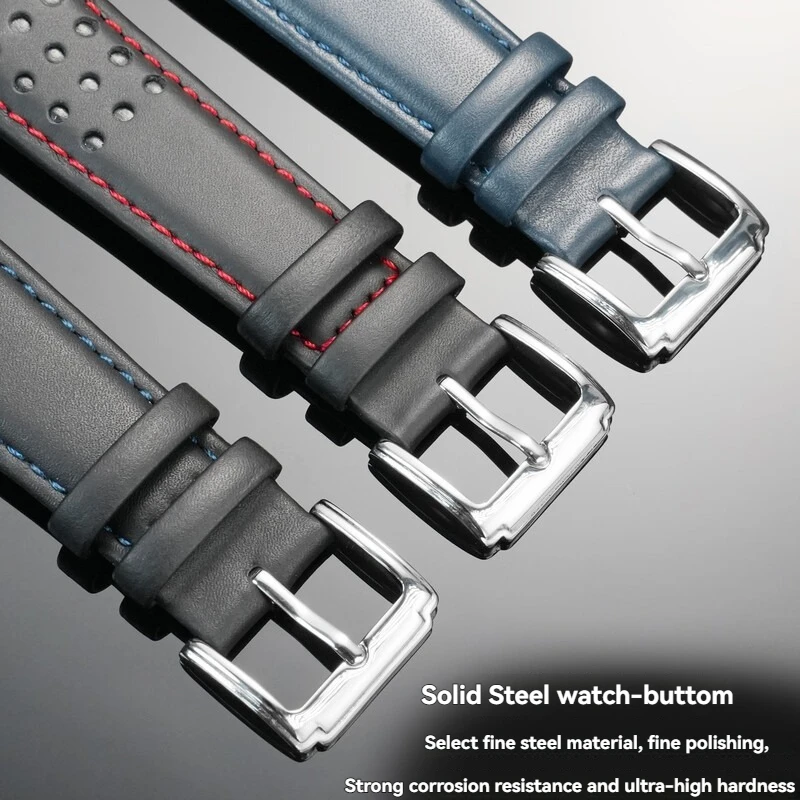 21mm Genuine Cowhide Leather Watch Band for SEIKO Sportura SPC089/SNAE93, Men's Curved End Replacement Strap, Brown/Black