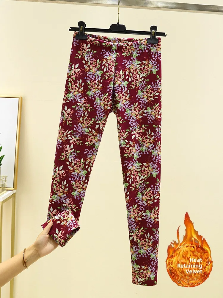 Thiened الألمانية المخملية الخريف السراويل النسائية الشتاء حجم كبير ملابس داخلية ضيقة عالية الخصر السراويل الطويلة Fce اصطف التدفئة Pr... #4