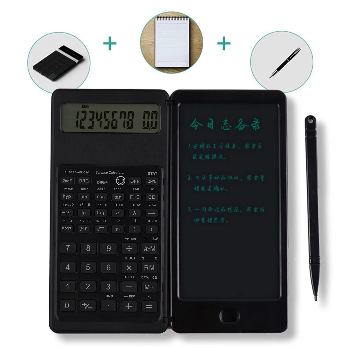 

Foldable Scientific Calculator 10-Digit Large Display, Portable Math Calculator with Digital Drawing Pad for Students