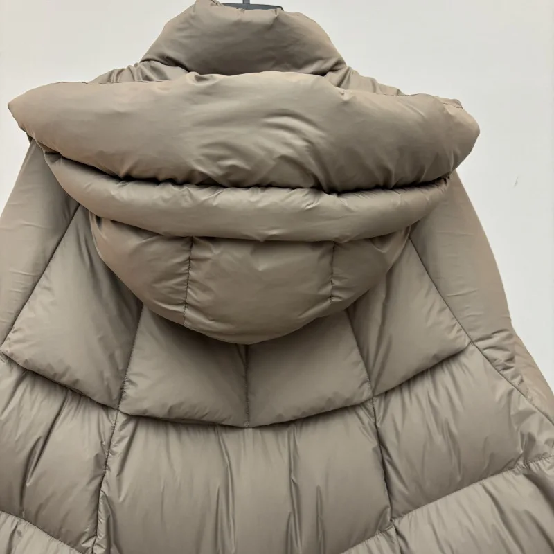 الشتاء مقنعين فضفاض لحاف الأبيض بطة أسفل سترة منفوخة المرأة شتاء جديد طويل الركبة فوق الثلوج سترة سميكة سترة منفوخة