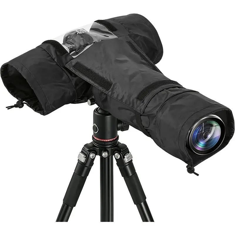 Rain Cover For DSLR Camera Waterproof Protector For Outdoor Photography Featuring Anti-Fog Window& Lens-Change Access