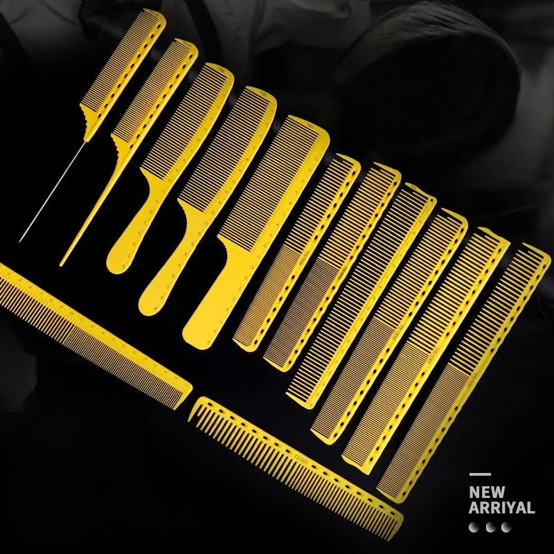 

Yellow Size Comb With Scale BarberShop Hair Cutting Combs Hairdresser Professional Haircut Hairbrush Hair Salon Styling Tools