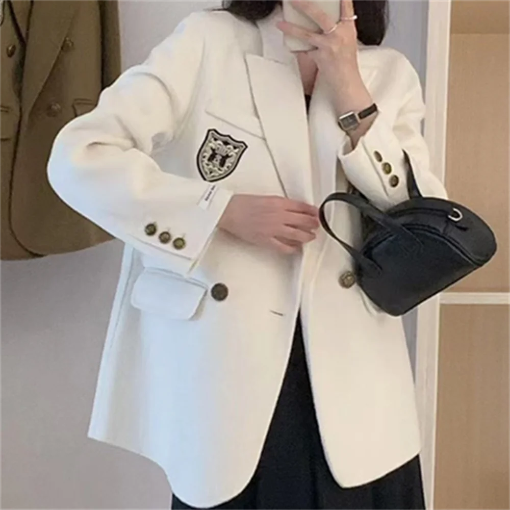 autumn and winter new badge suit double-sided cashmere coat wool double-sided tweed coat