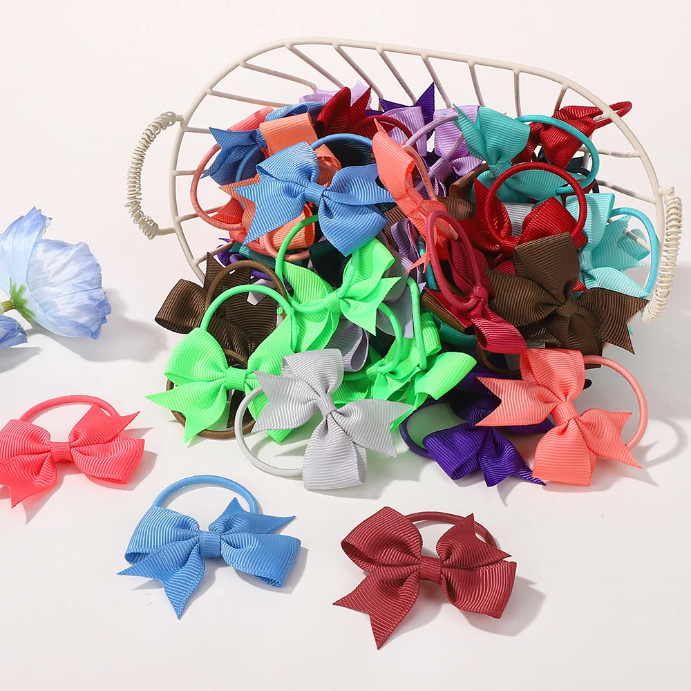 

50pcs Random Color Cute Bowknot Hairbands Ribbon Head Rope for Baby Girls Boutique Headwear Kids Hair Accessories Gifts
