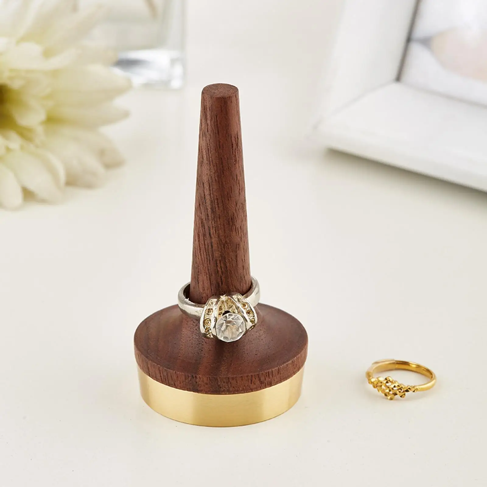 Wooden Jewelry Display Holder Support Holder Cone Shaped for Men Women