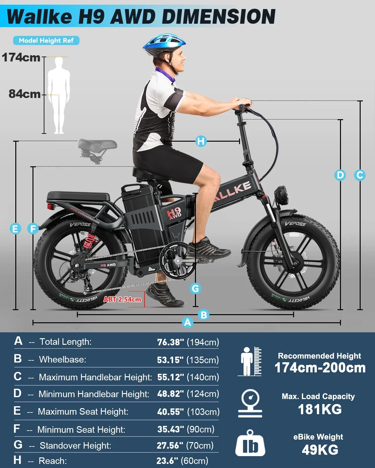 EBIKE H9 AWD City Electric Bicycle 2000W Folding 60AH Ebike 20*4.0" Fat Tire Mountain Multiple shock absorption All terrain Bike