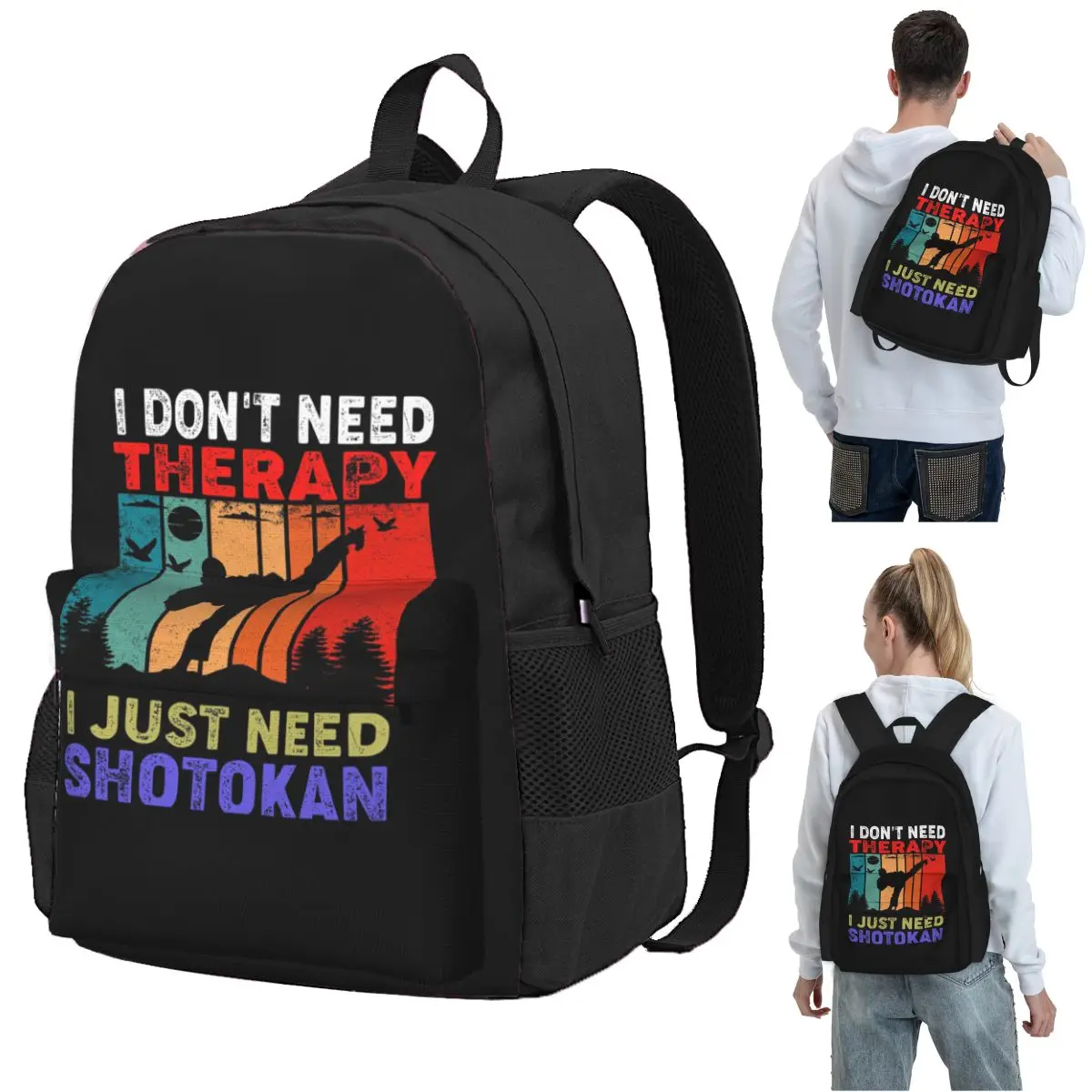 

Karate Instructor Design Backpack Student BookBag Kids School Bag Laptop Shoulder Bags for Men Women