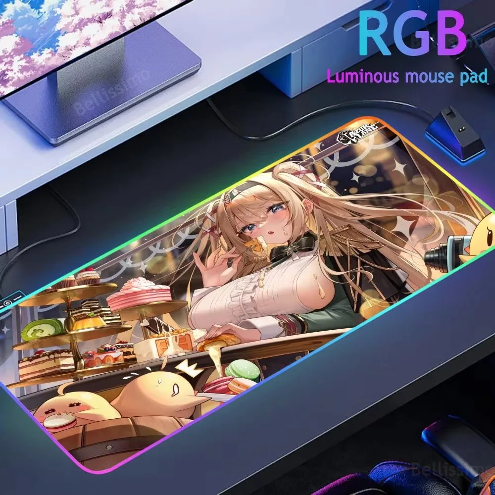 

Popular A_azur L_lane RGB Gaming Mouse Pad Pc Setup Accessories HD Sexy Anime Girls Desk Mat Large Colorful LED Keyboard Pad