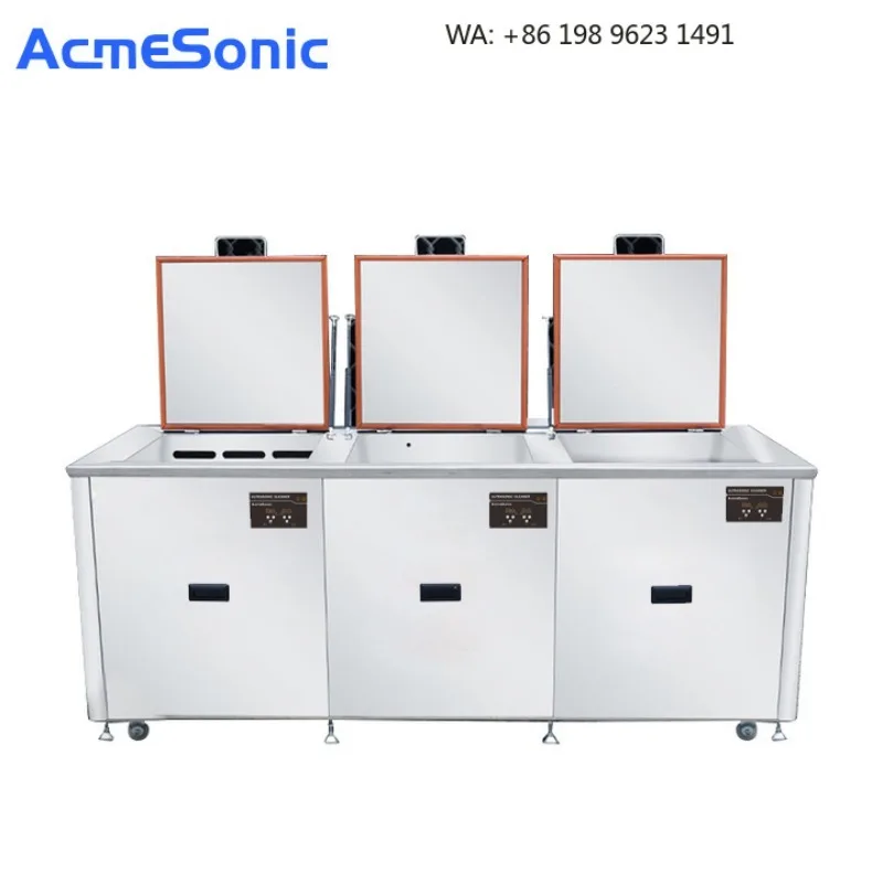 Three-tank Industrial Ultrasonic Cleaning  High Power For Engine Gear Tool Oil Grease Removal With Drying Function