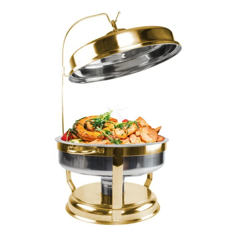 

Wedding Party Chafer Buffet 9 Litre Food Warmer Stainless Steel Luxury Gold And Silver Chaffing Dish With Hanging