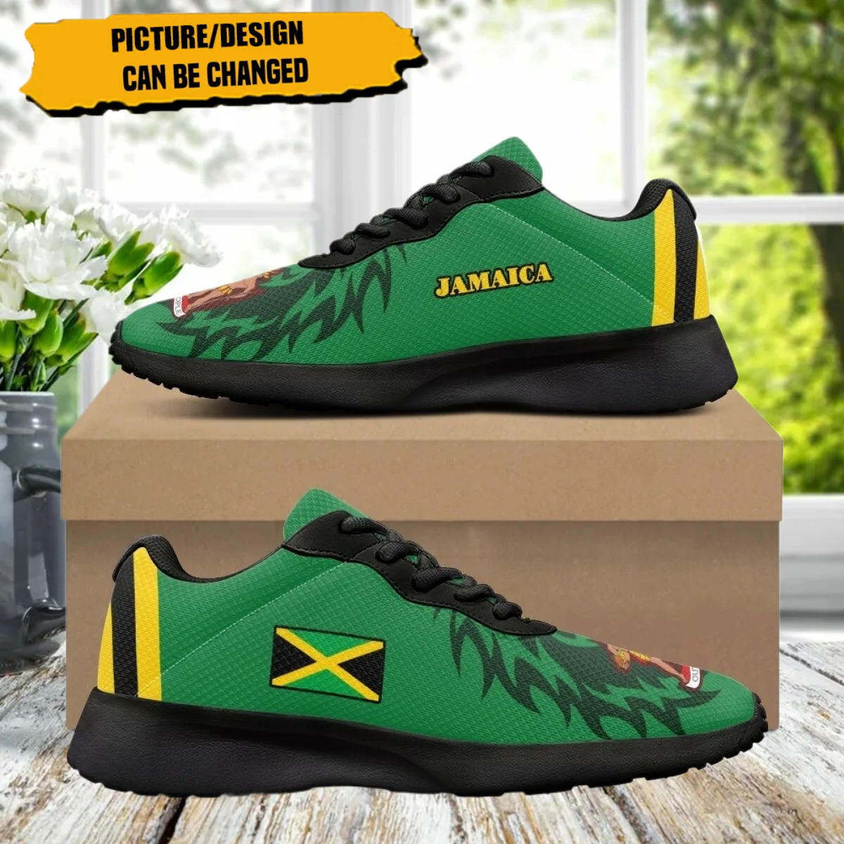 Brand Designer Women Flats Sneakers Jamaica Nation Flag Pattern Fashion Comfort Ladies Running Shoes Women Lace Up Lightweight