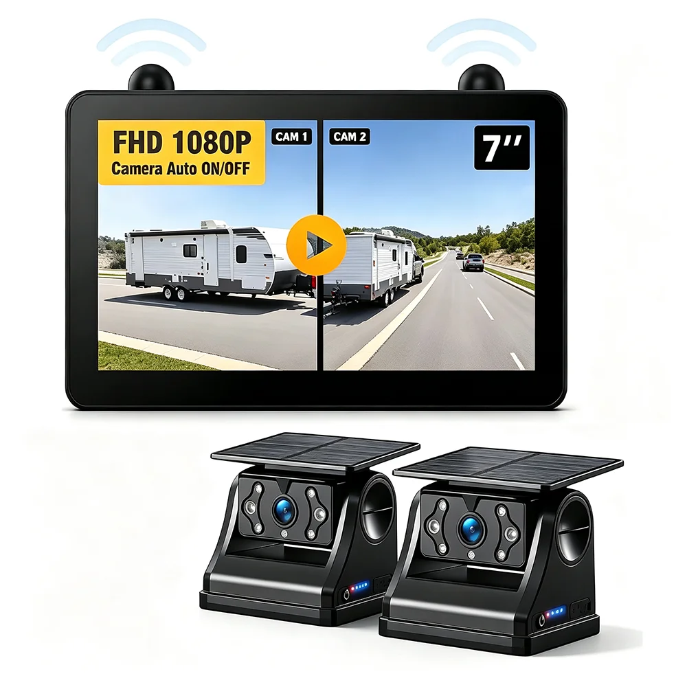 Hitch Magnetic Solar Wireless RV Backup Camera 7