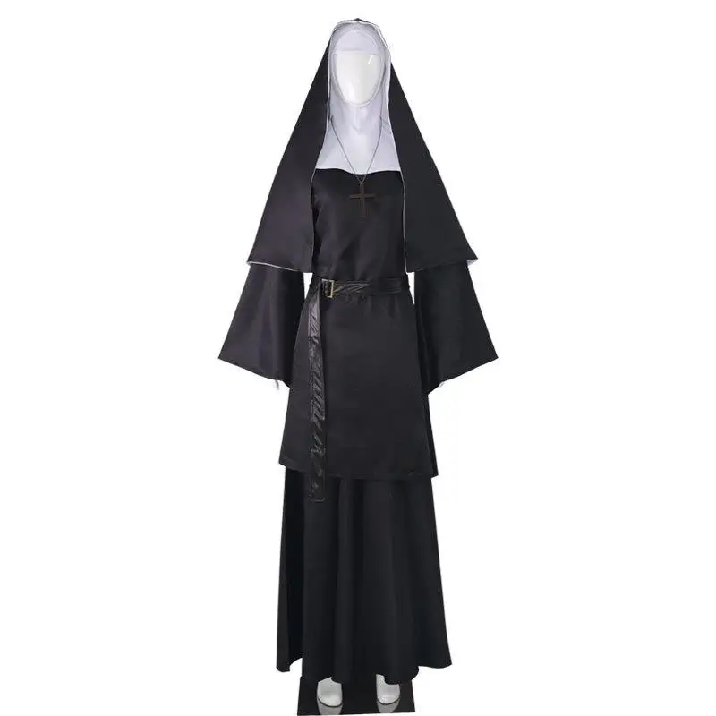 

Large Size Halloween Terror Nun Cosplay Costume Full Set Masquerade Ghost Nun Fancy Dress Stage Performance Traditional Chine...