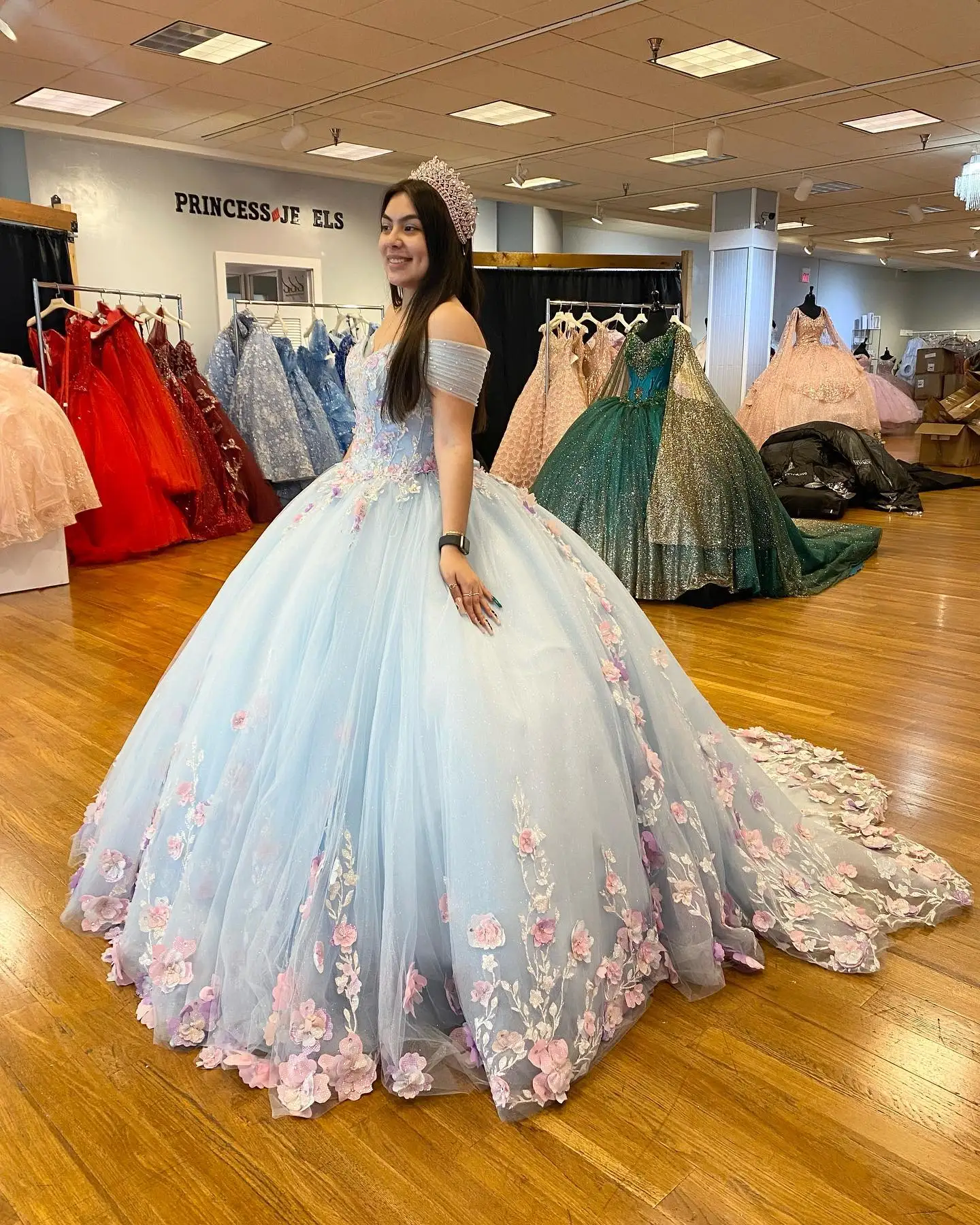 3D Florals vestidos de 15 años 2022 Off-Shoulder Puffy Ballgown Quinceanera Sweet 16 Dress Prom Quince Gown Hand-Made Flowers