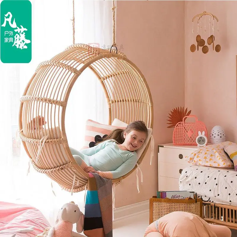 Outdoor Hanging Rattan Woven Hanging Basket, Swing, Lazy Rocking Chair, Living Room, Bedroom, Swing, Cradle, Balcony, Hammock