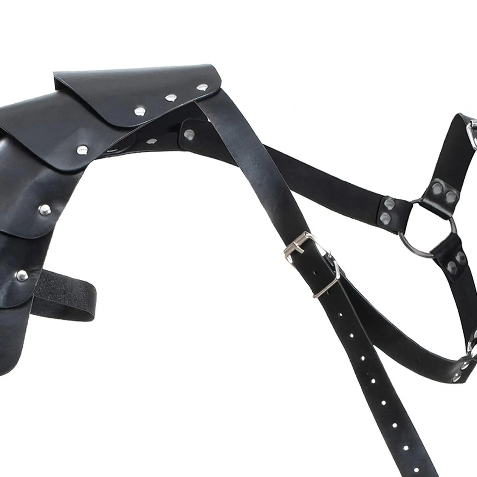 Armadura de ombro de couro PU preto fantasia steampunk medieval capa de encolher de ombros ajustável para festa de Halloween homens mulheres