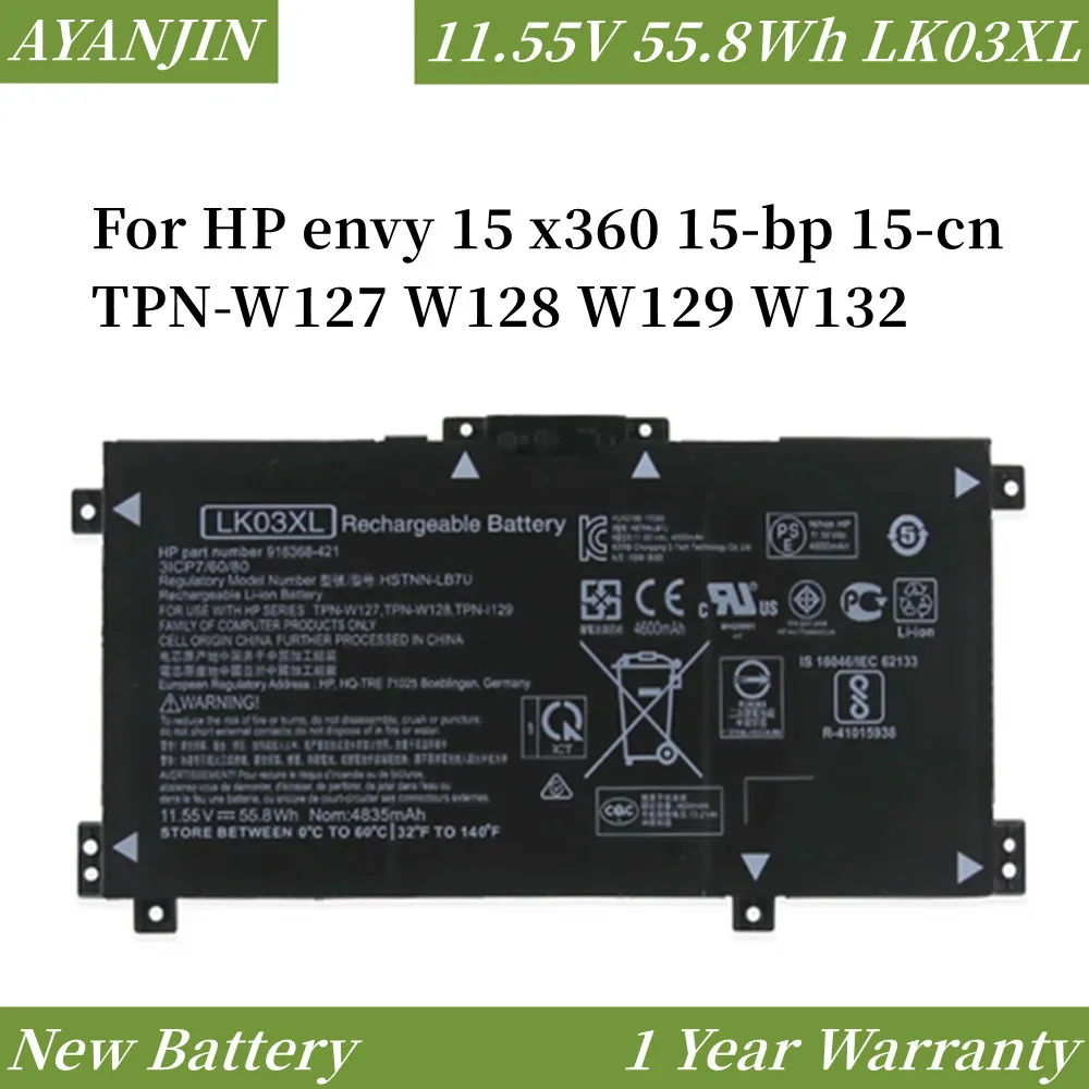 LK03XL Laptop Battery For HP envy 15 x360 15-bp 15-cn TPN-W127 W128 W129 W132 HSTNN-LB7U HSTNN-UB7I HSTNN-IB8M LB8J