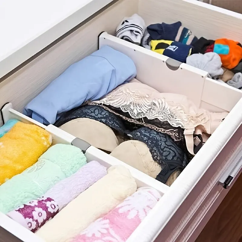 Adjustable Extendable Plastic Drawer Divider Thickened Wardrobe Socks No Punching Storage Drawer Divider Kitchen Living Room - AliExpress