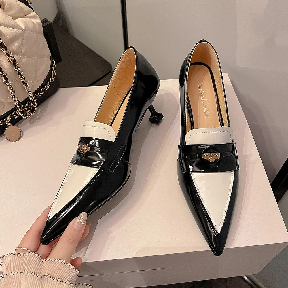 MILI-MIYA Fashion Mixed Color Brand Style Women Cow Leather Pumps Pointed Toe Low Thick Heels Slip On Big Size 34-43 Handmade