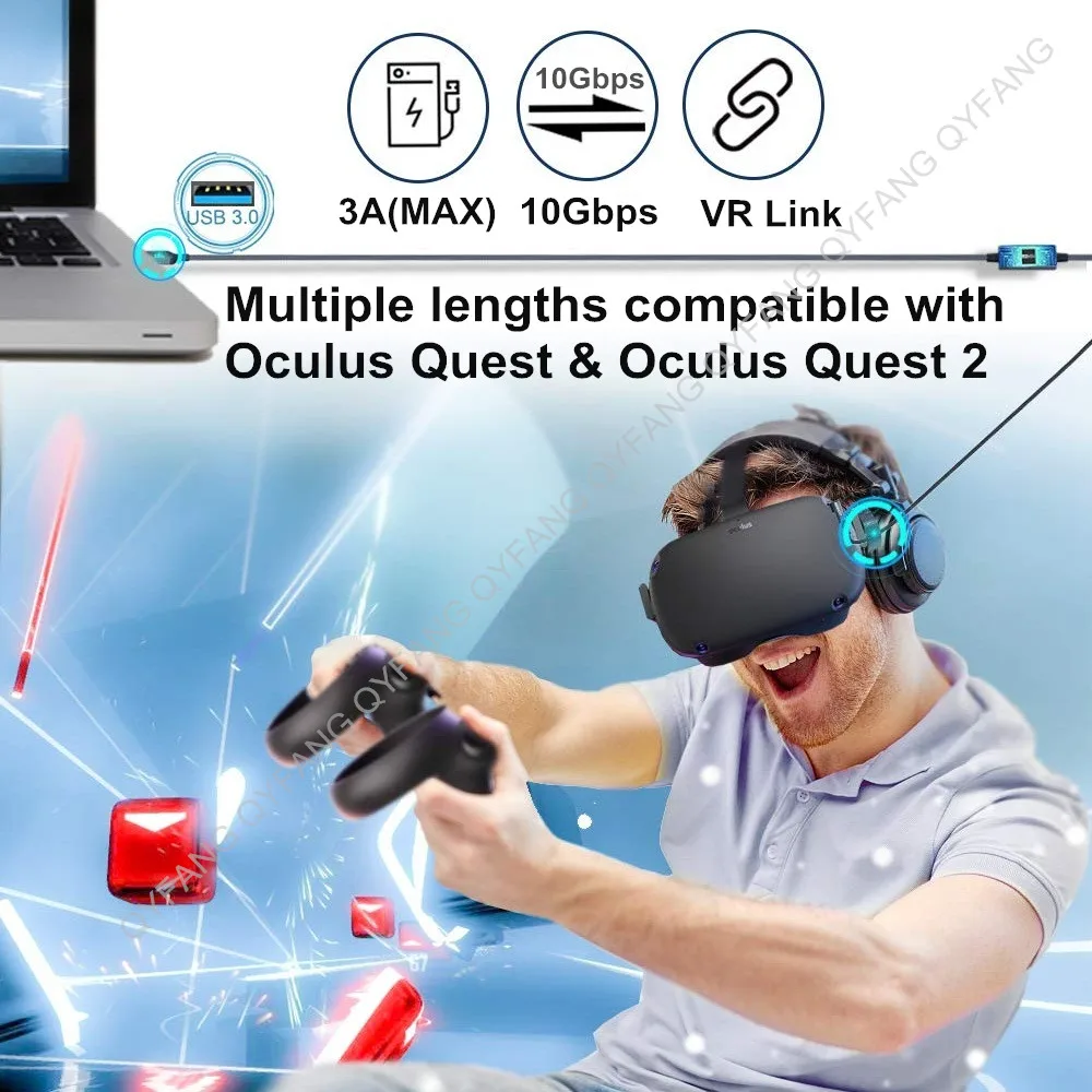 Kabel USB 3.2 łokcia 10 gb/s 3m 5m dla Oculus Quest2 VR kabel łączący rodzaj USB A do USB C kabel z QC3.0 szybkie ładowanie akcesoria