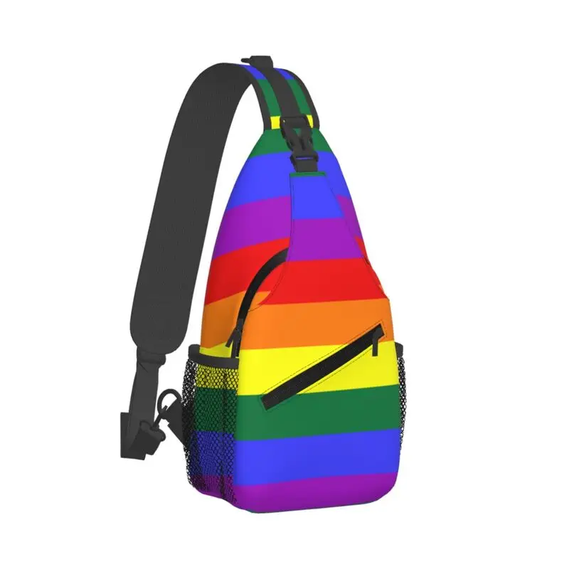 Mochila cruzada con bandera de arcoíris LGBT personalizada para hombres, bolsos de pecho de hombro para viajar