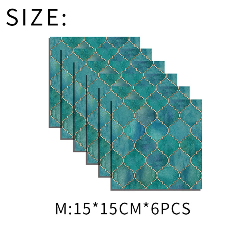 Mosaic Tile Stickers For Living Room Kitchen Retro 3D Waterproof Mural Decal Bathroom Decor DIY Adhesive Wall-paper Home Decor