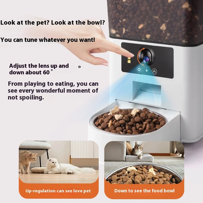 5L Automatic Cat Feeder With 1080p Camera Video WiFi Cat Food Dispenser Pet Smart Voice Recorder Remote Control Pet Auto Feeder