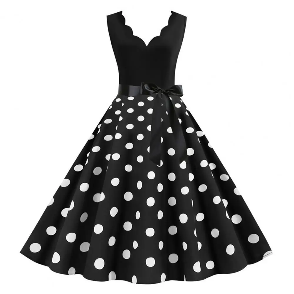 

Vintage Backless Dress Elegant Vintage Floral Lace-up Midi Dress with V-neck Bow Detail for Women Retro 50s 60s A-line Prom