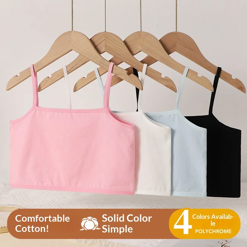 

Long-Sleeve Cotton Underwear for Girls in Growth Stage: Modest, Sheer-Proof Base Layer Bras and Tank Tops for Young Girls