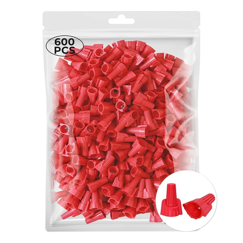 A26I-600PCS Red Wire Connectors Nuts, Winged Electrical Wire End Connectors Caps, Twist-On Easy Screw On Type Connectors