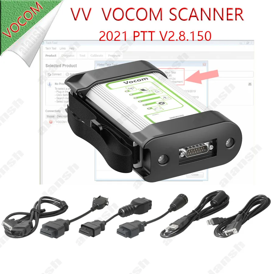 

2024 for volvo Scanner 2.8 2.7.116 Vocom 88890300 Scanner for VV Renault UD Mack Truck Excavator Diagnose + APCI