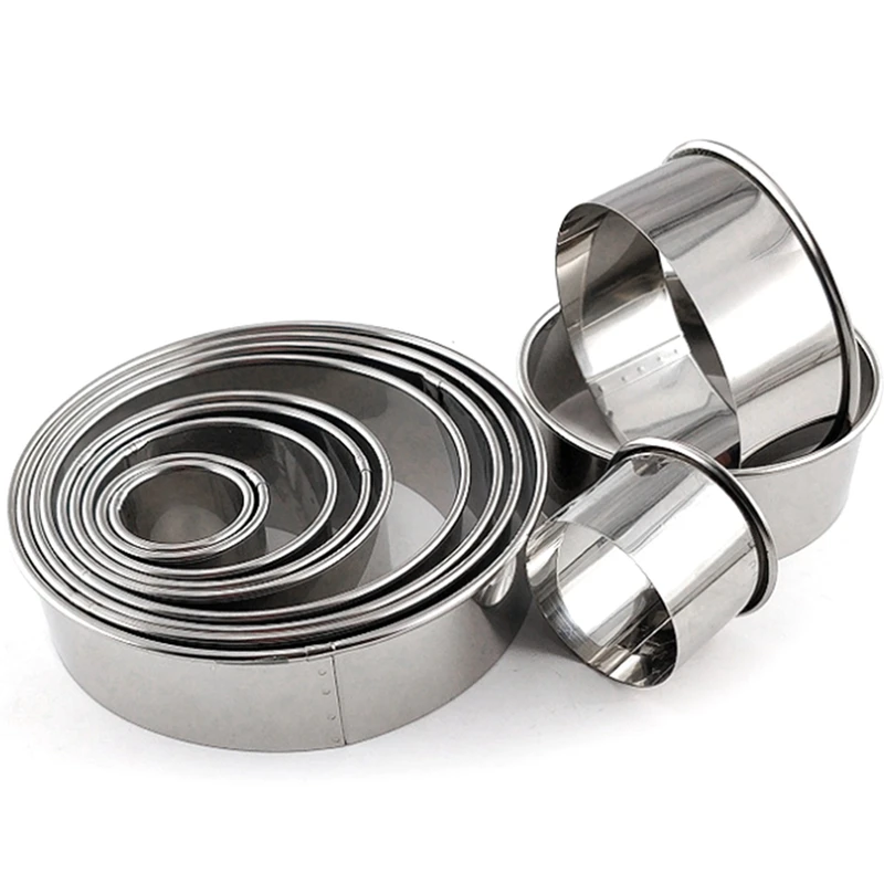 Moule à gâteau rond en acier inoxydable, anneau de cuisson de mousse, outils de cuisine, emporte-pièce de cuisson de pizza, anneau de gâteau de bricolage, 12 pièces