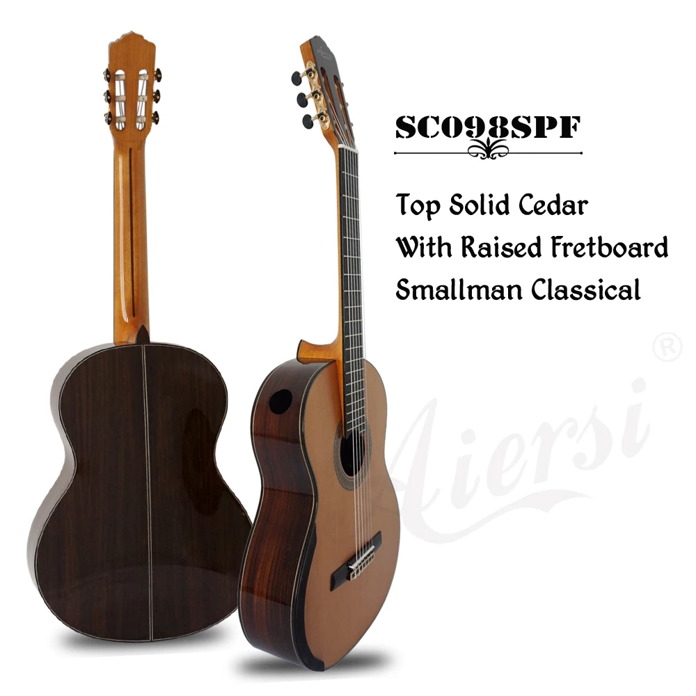 Meisterhafte handgefertigte klassische Gitarre mit Gitterversteifung, massiver Fichten- und Zedernholzdecke und importierten Saiten für Bühnenauftritte. – Detail 11