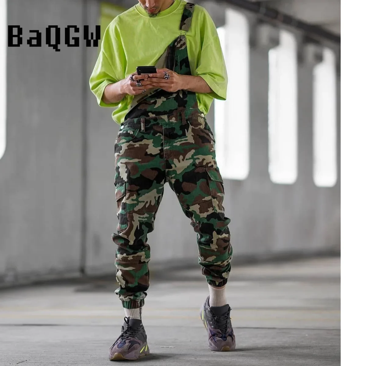 Fashion Camouflage Strap Long Pants Overalls Cross Button Men\'s Casual Pants Jeans One Piece Jumpsuit Denim Outfits Plus Size